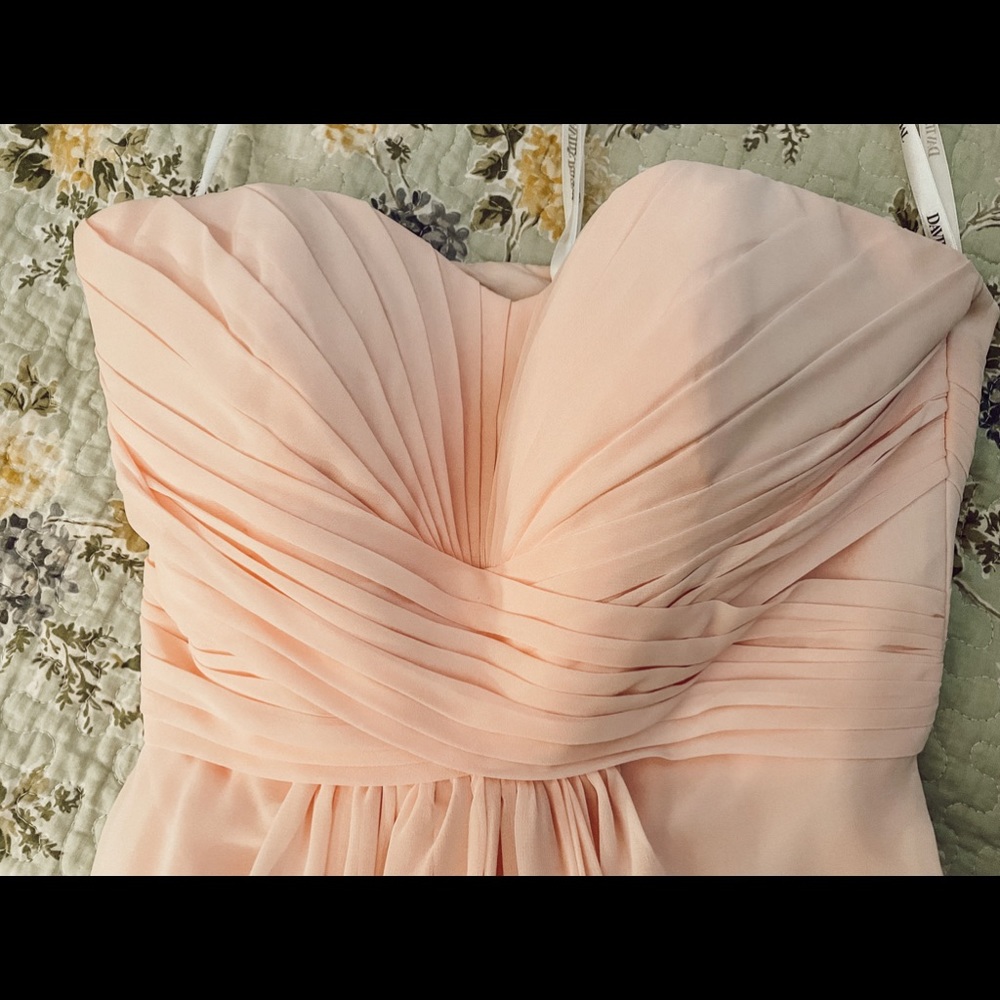 Blush strapless David’s Bridal Gown